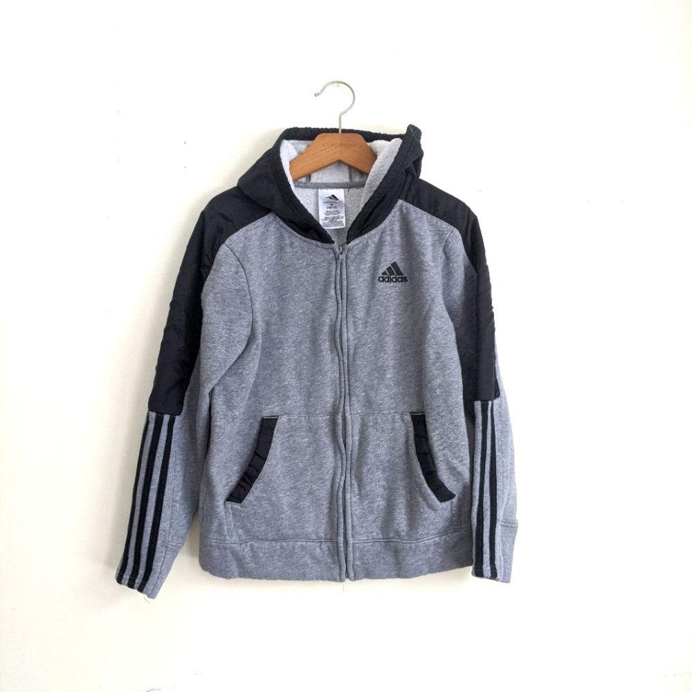 Adidas Big Boys' Jacket Transitional Full-Zip Casual Hoodie Jacket Grey M 10/12.